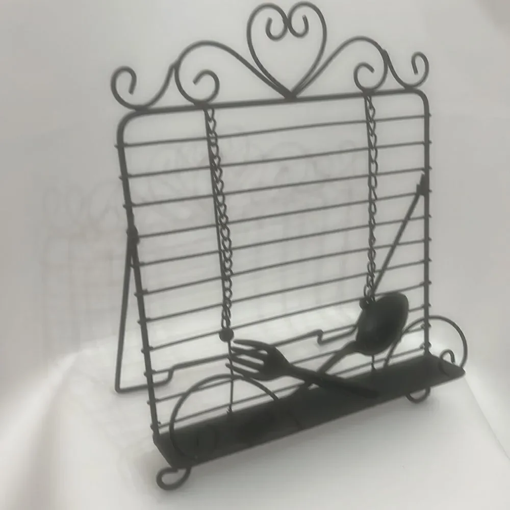 Metal Fork Spoon Wall Kitchen Cook Book Holder Ball And Chain Page Dividers